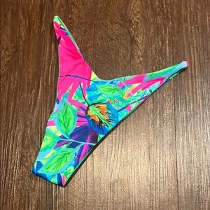 Demon Bikini XXS / XS Tropical Print Bikini Bottom Scrunch Butt Thong Pink Green